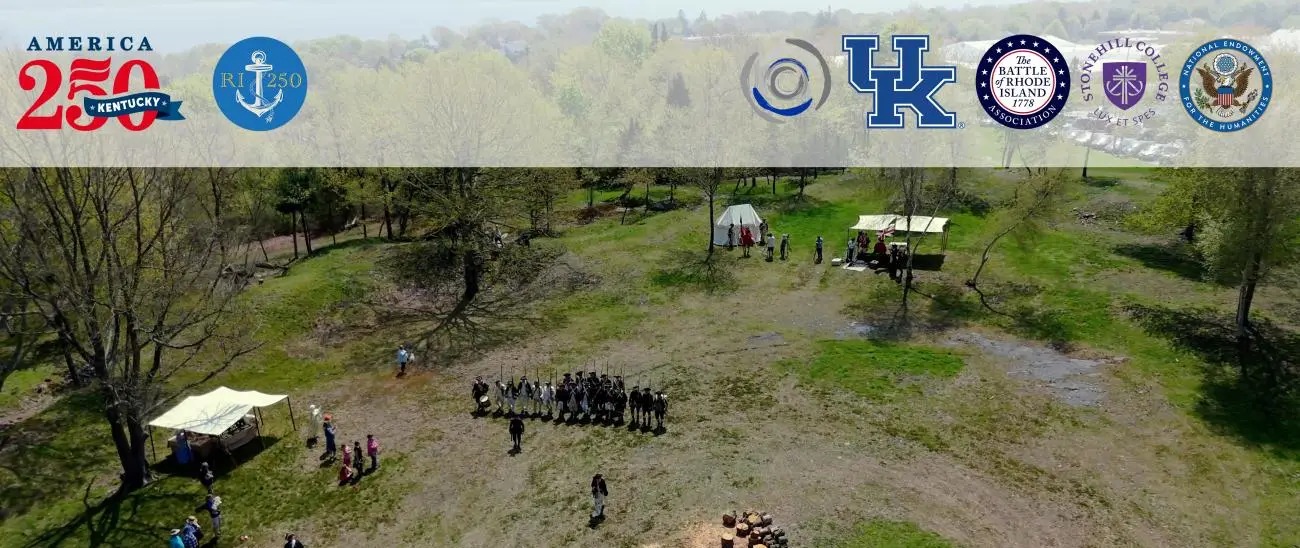 Aerial drone view of Butts Hill Fort during Portsmouth's 250th anniversary celebrations, May 2025