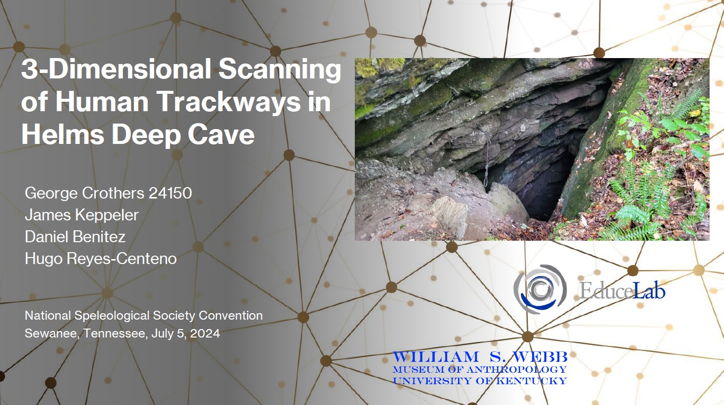 3D documentation of human trackways in Helms Deep Cave, presented at the 2024 NSS Convention